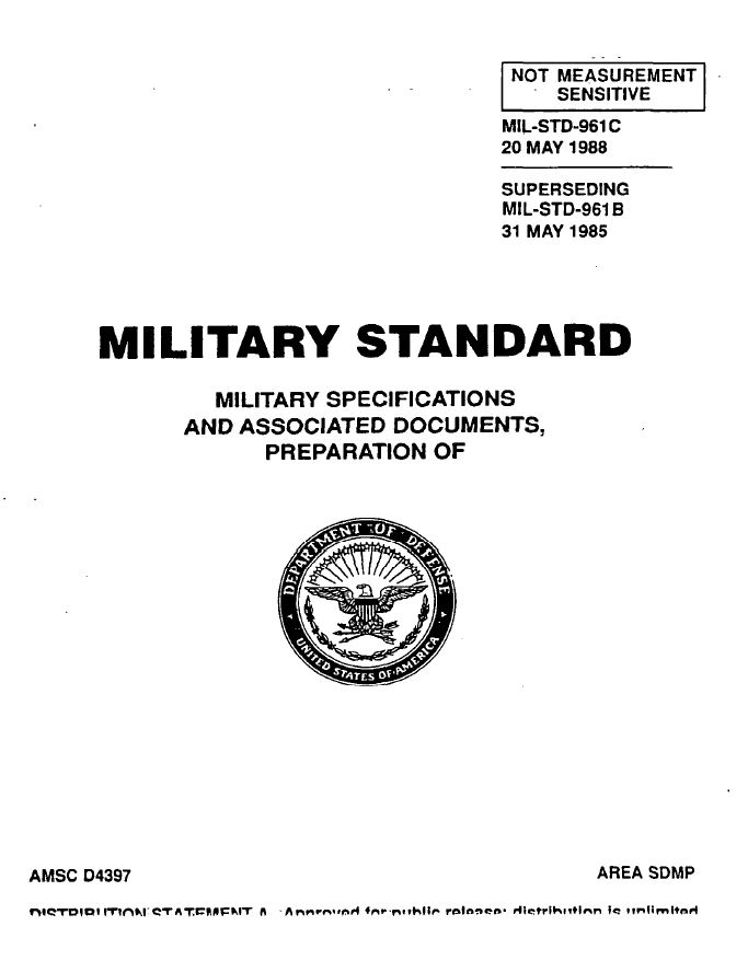 MIL STD- Military Specification And Associated Documents, Preparation ...